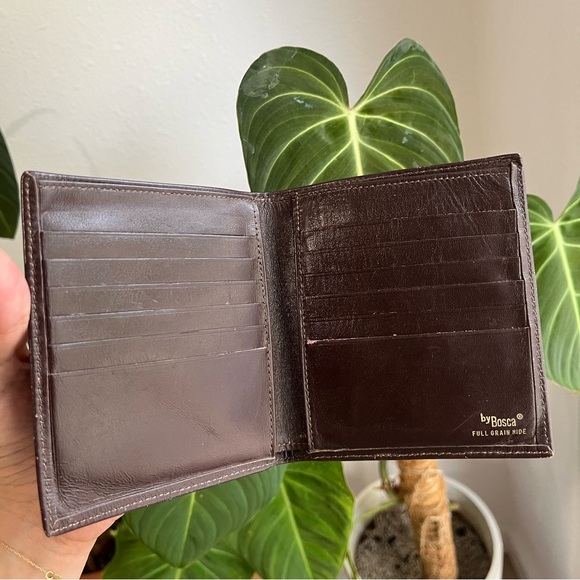BOSCA Wallet Saddler Collection Brown Leather Bifold Vintage - Picture 1 of 5